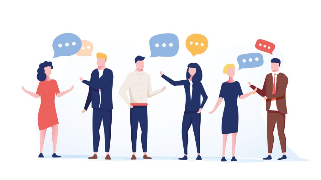 Illustration group of business people speaking with each other